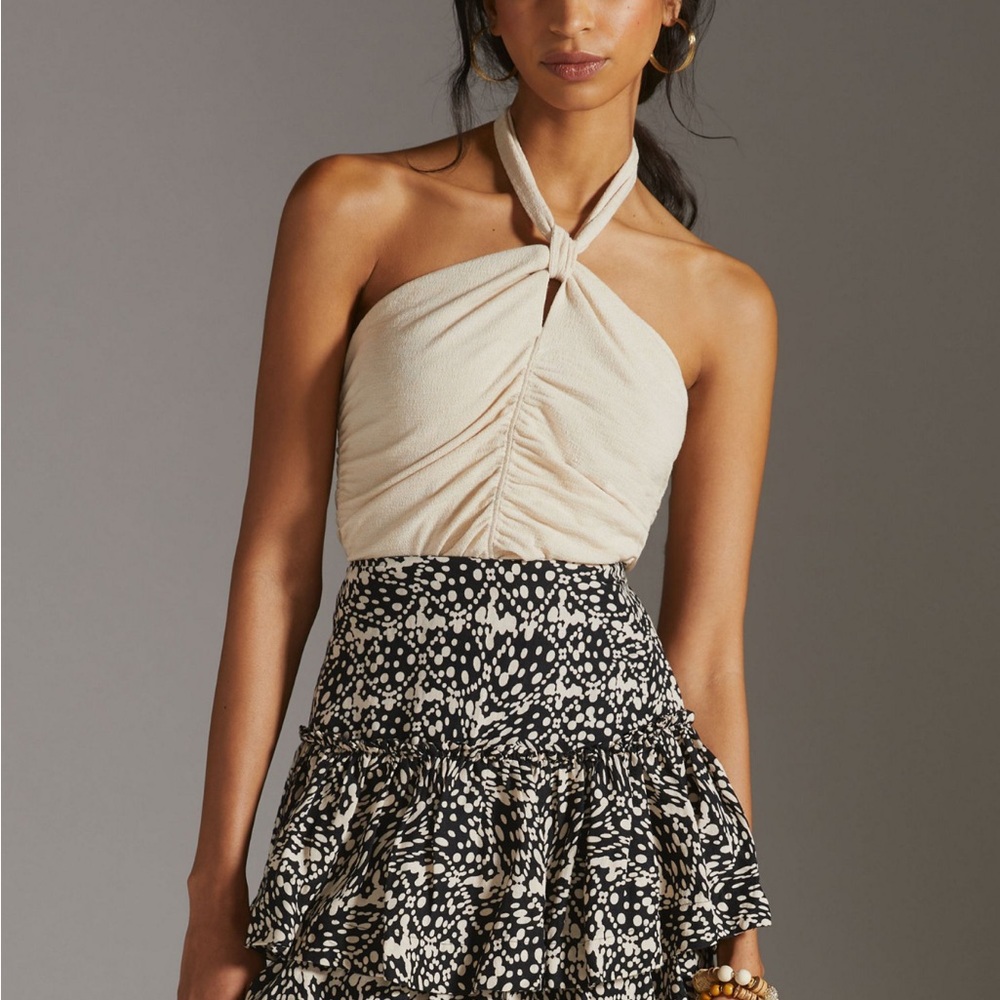 Tiered Linen Mini Skirt
